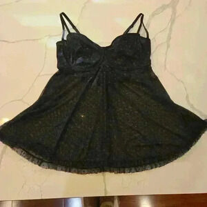 NWT Adore Me Chemise Pantie Set Lingerie Sheer Black Size 3X Womens